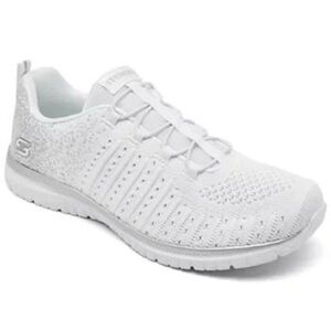 Skechers Women’s White Sneakers Shoes with Knit Design and Comfort Sole. New. 10
